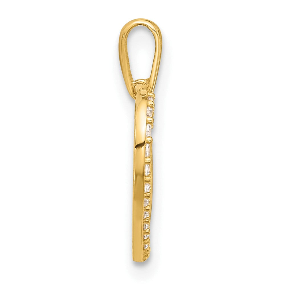14K Yellow Gold Polished CZ Heart W/infinity Pendant