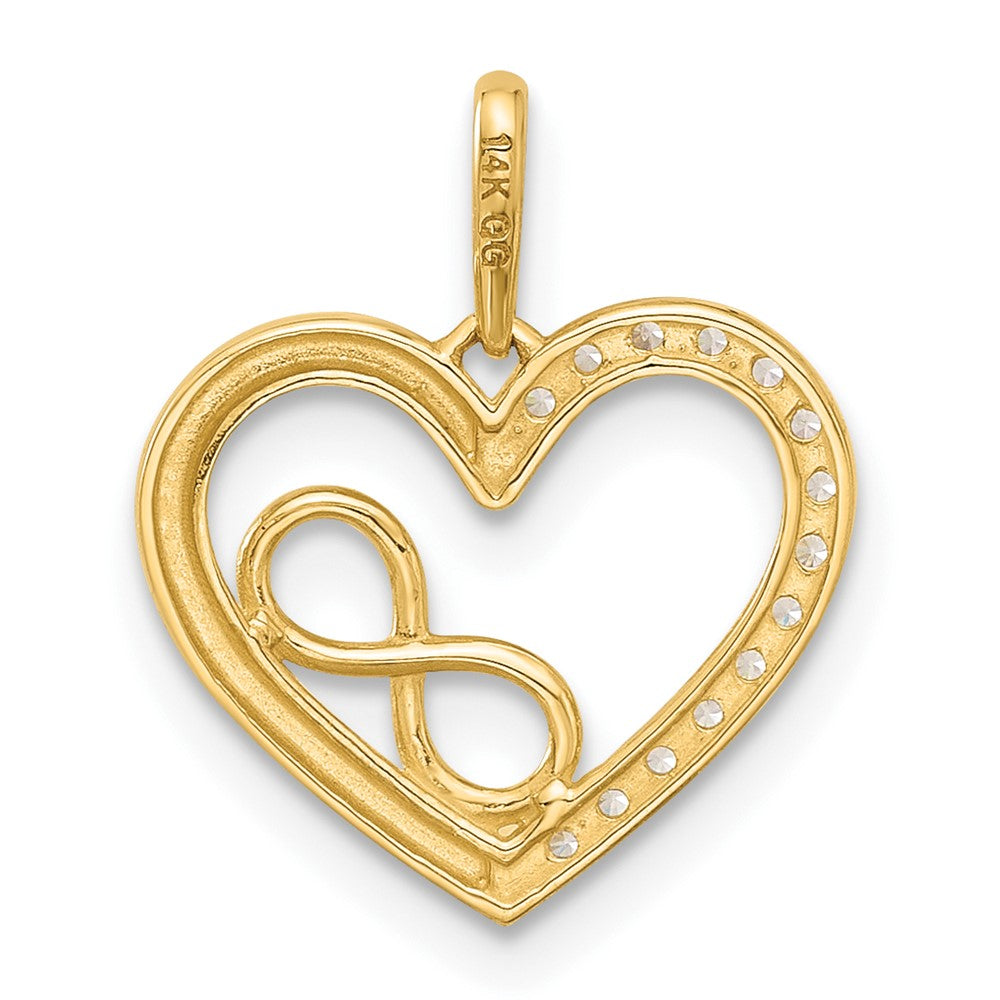 14K Yellow Gold Polished CZ Heart W/infinity Pendant