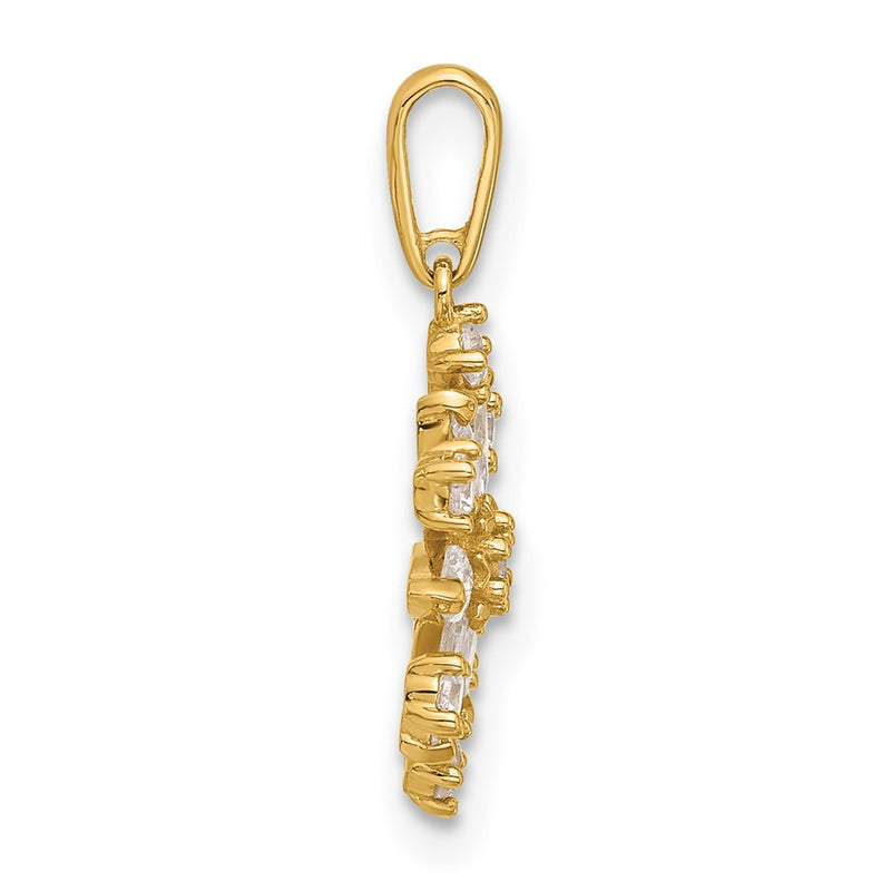 14K Yellow Gold Polished CZ Snowflake Pendant