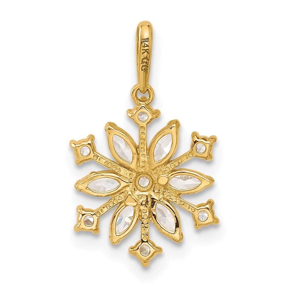 14K Yellow Gold Polished CZ Snowflake Pendant