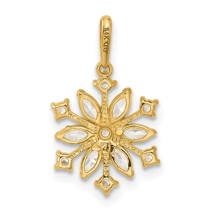 14K Yellow Gold Polished CZ Snowflake Pendant