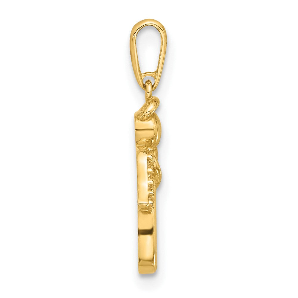 14K Yellow Gold Polished CZ Angel Pendant