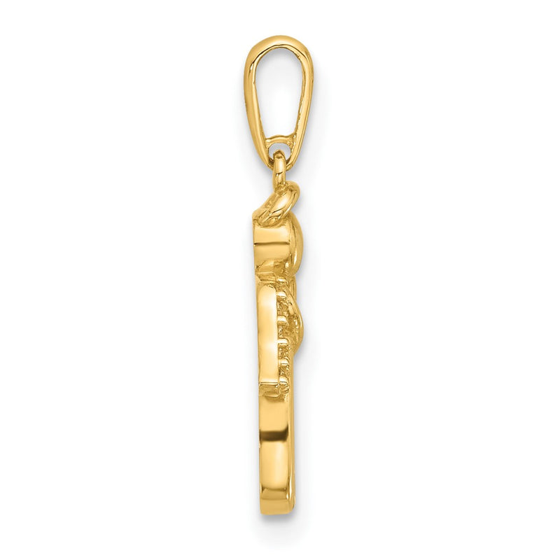14K Yellow Gold Polished CZ Angel Pendant