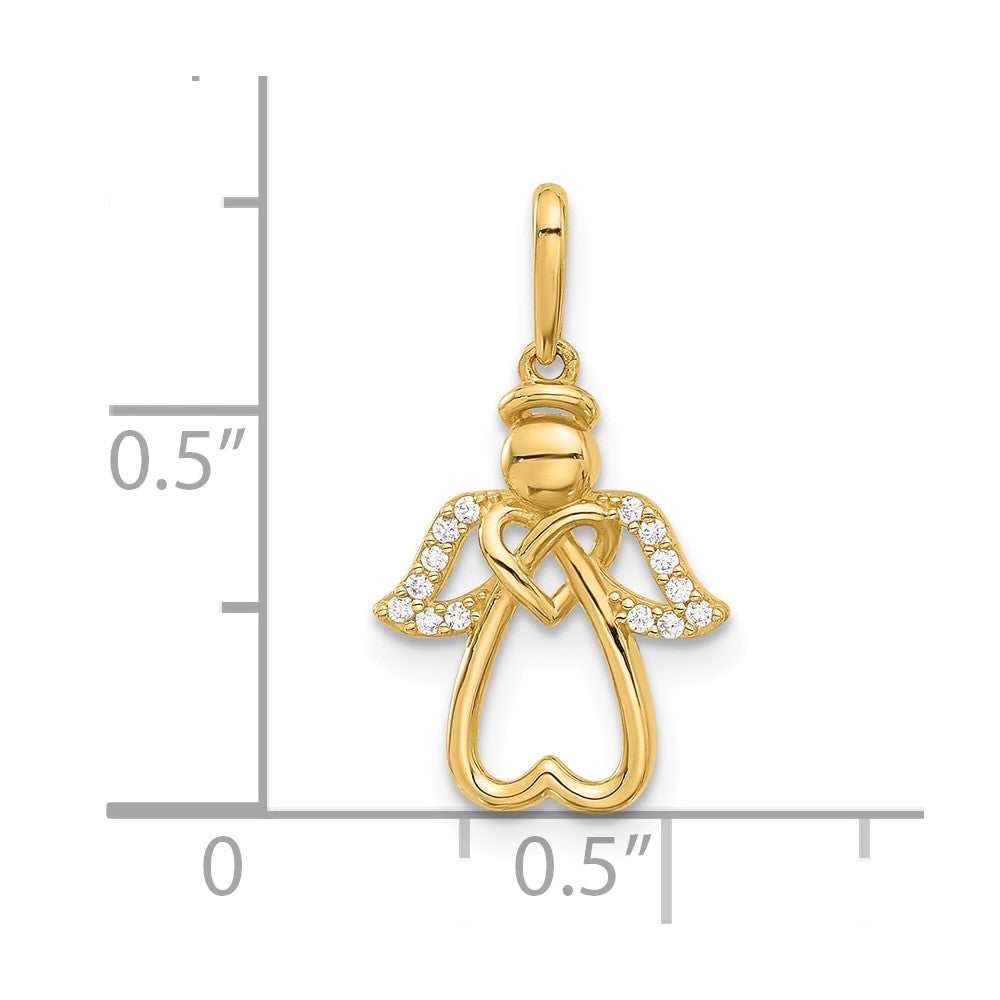 14K Yellow Gold Polished CZ Angel Pendant
