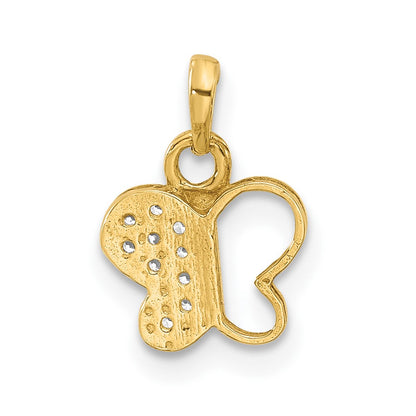 14K Yellow Gold Polished CZ Butterfly Pendant