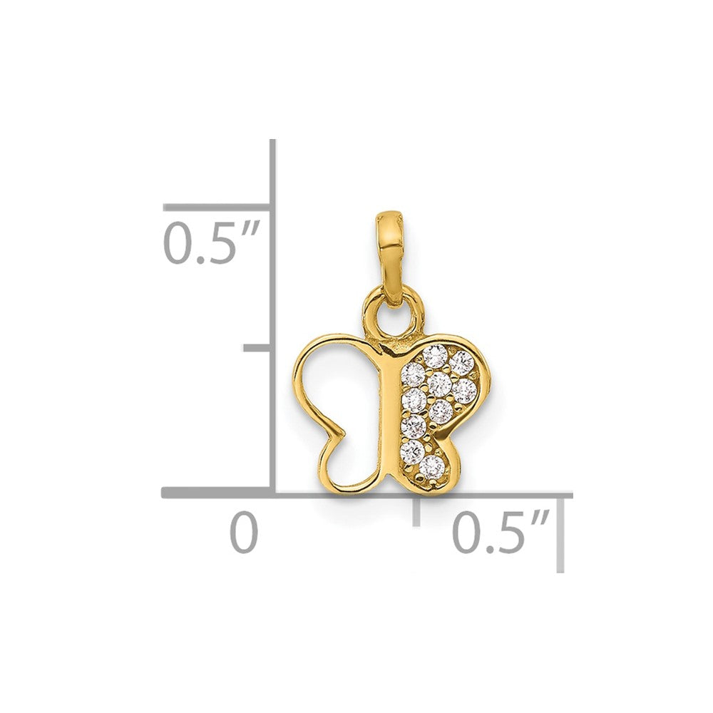 14K Yellow Gold Polished CZ Butterfly Pendant