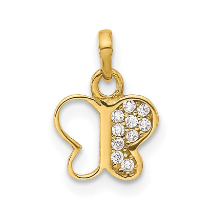 14K Yellow Gold Polished CZ Butterfly Pendant