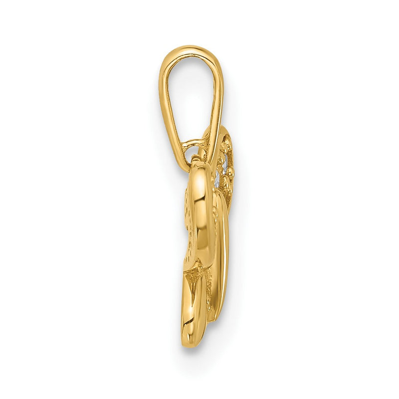 14K Yellow Gold Polished CZ Butterfly Pendant