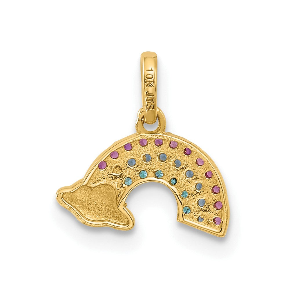 14K Yellow Gold Polished Multi-Color CZ Rainbow Pendant
