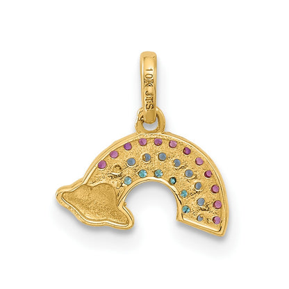 14K Yellow Gold Polished Multi-Color CZ Rainbow Pendant