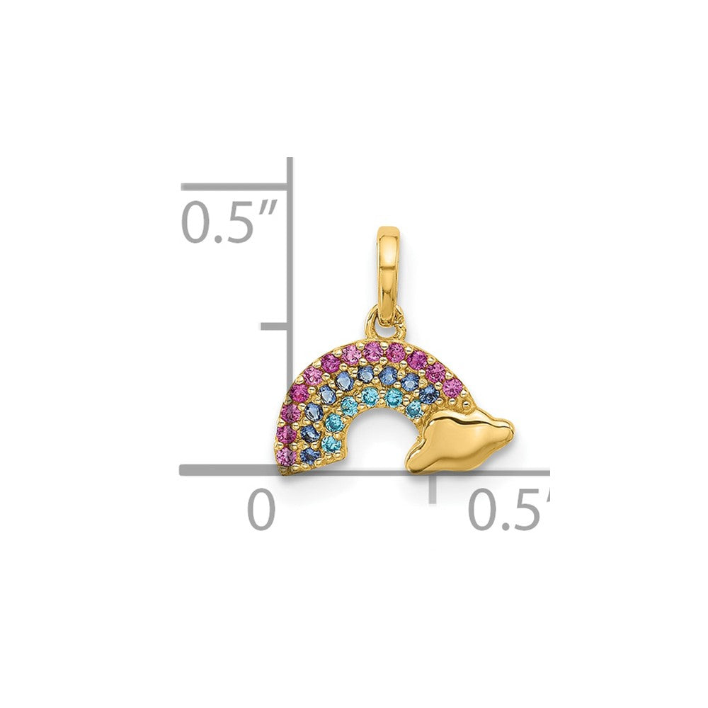 14K Yellow Gold Polished Multi-Color CZ Rainbow Pendant