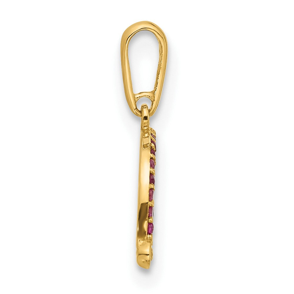 14K Yellow Gold Polished CZ Rainbow and Clouds Pendant