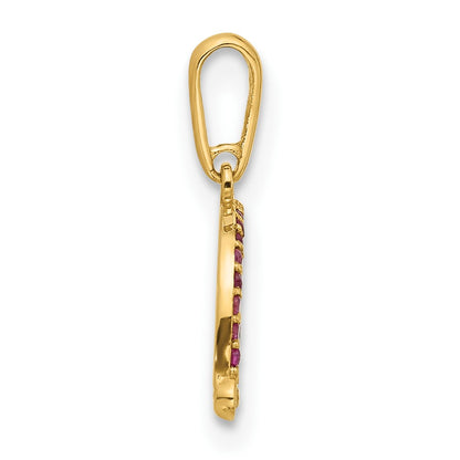 14K Yellow Gold Polished CZ Rainbow and Clouds Pendant