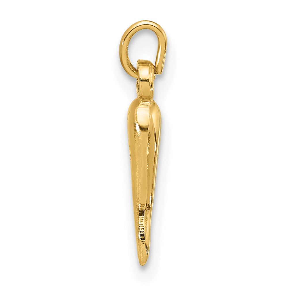 14K Yellow Gold Polished Hollow Italian Horn Pendant