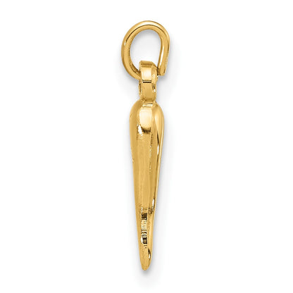 14K Yellow Gold Polished Hollow Italian Horn Pendant