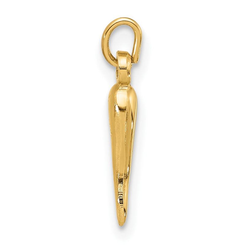 14K Yellow Gold Polished Hollow Italian Horn Pendant