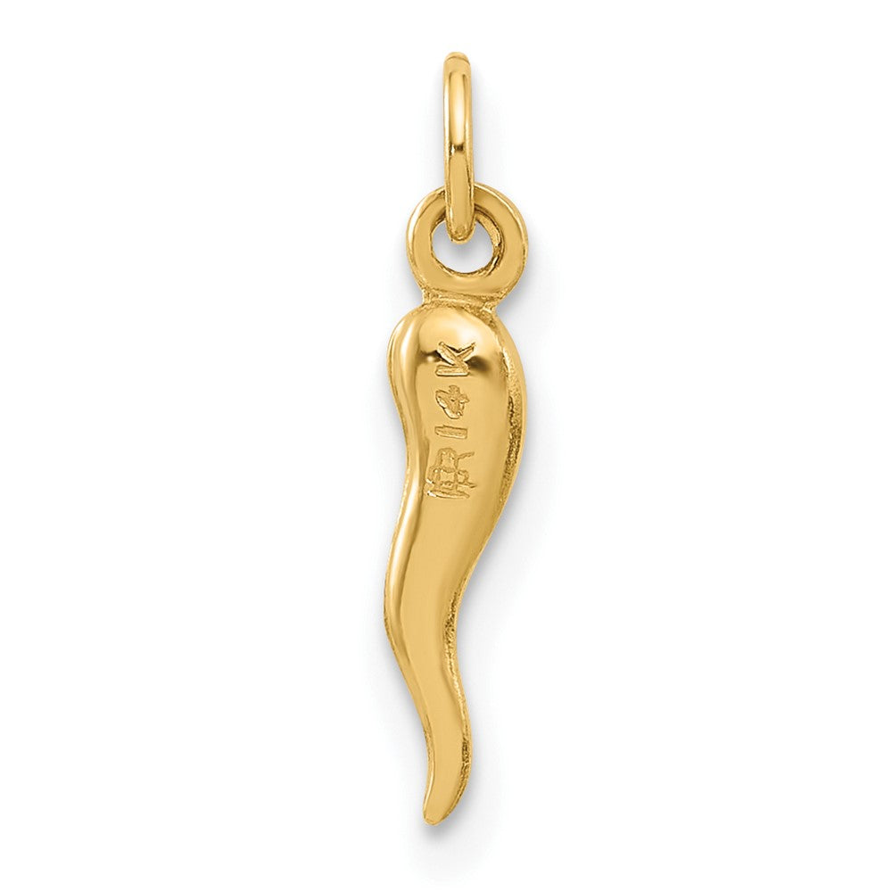 14K Yellow Gold Polished Hollow Italian Horn Pendant