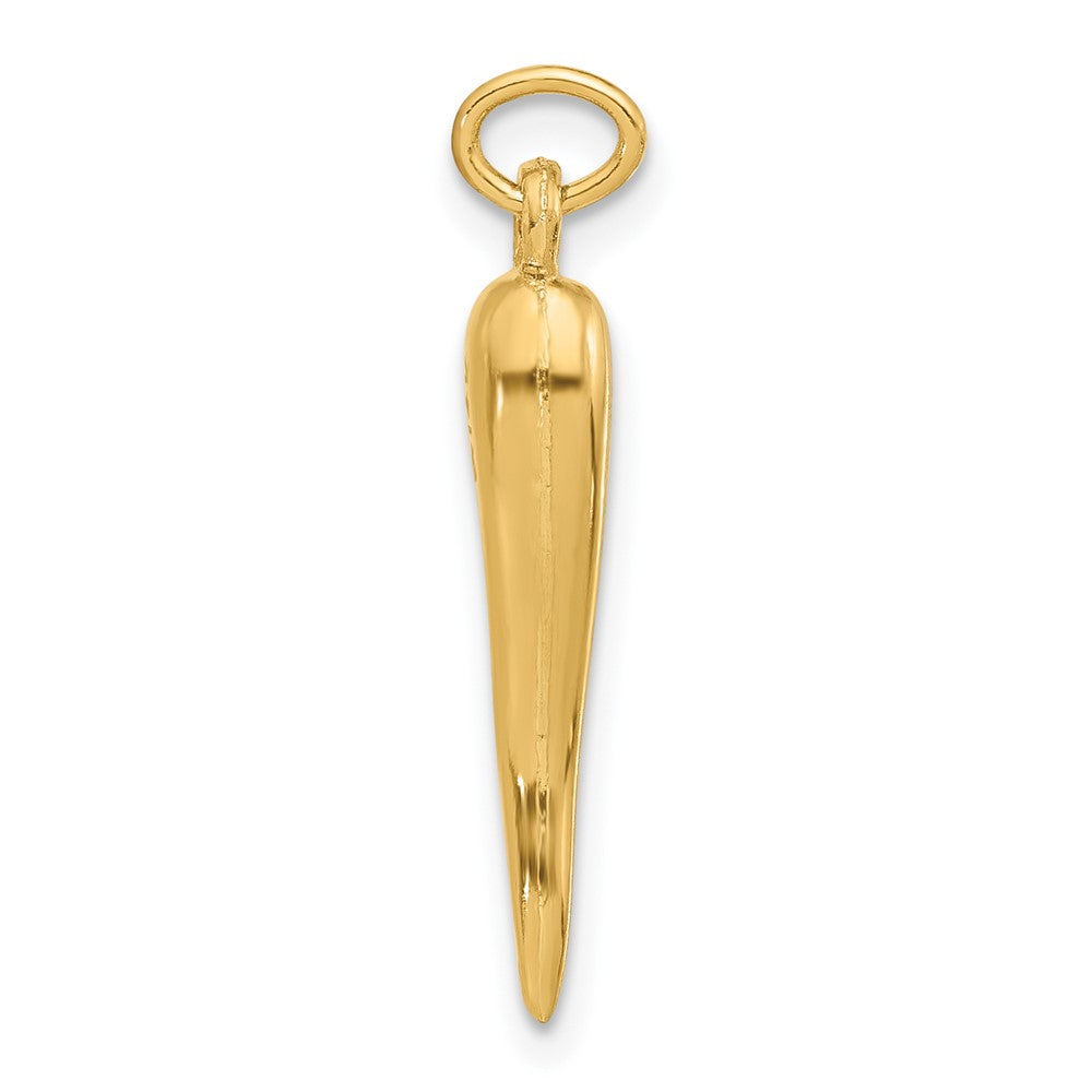 14K Yellow Gold Polished Hollow Italian Horn Pendant