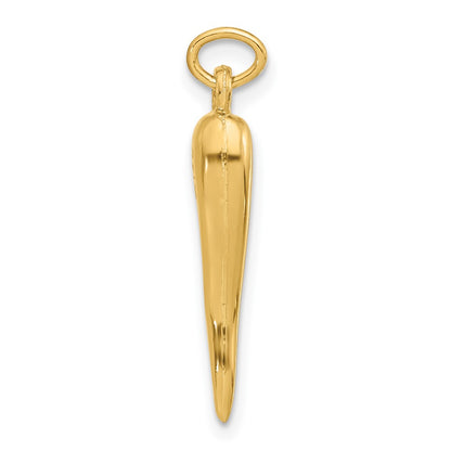 14K Yellow Gold Polished Hollow Italian Horn Pendant