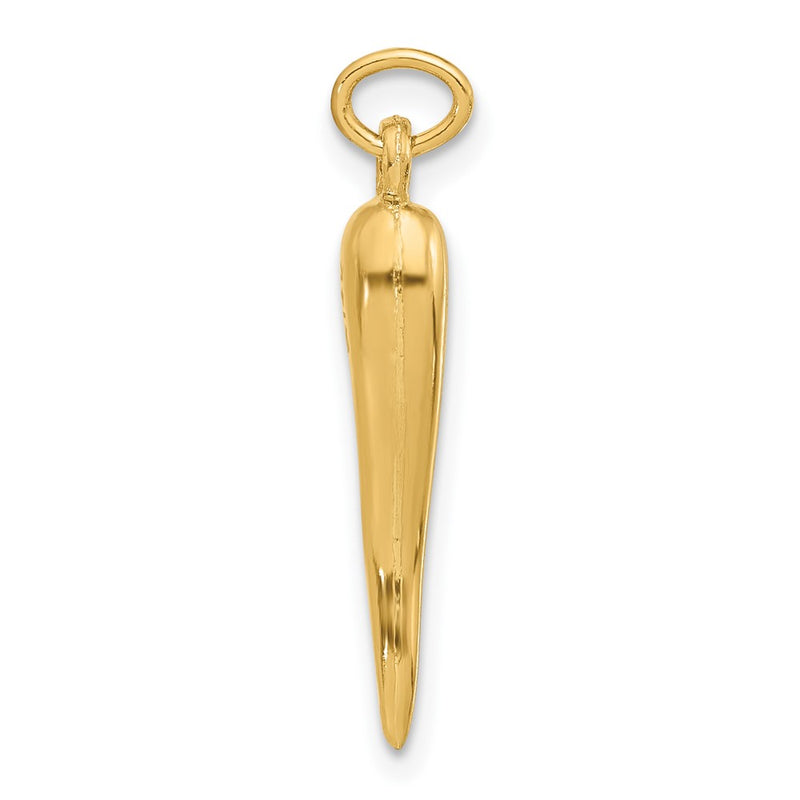 14K Yellow Gold Polished Hollow Italian Horn Pendant