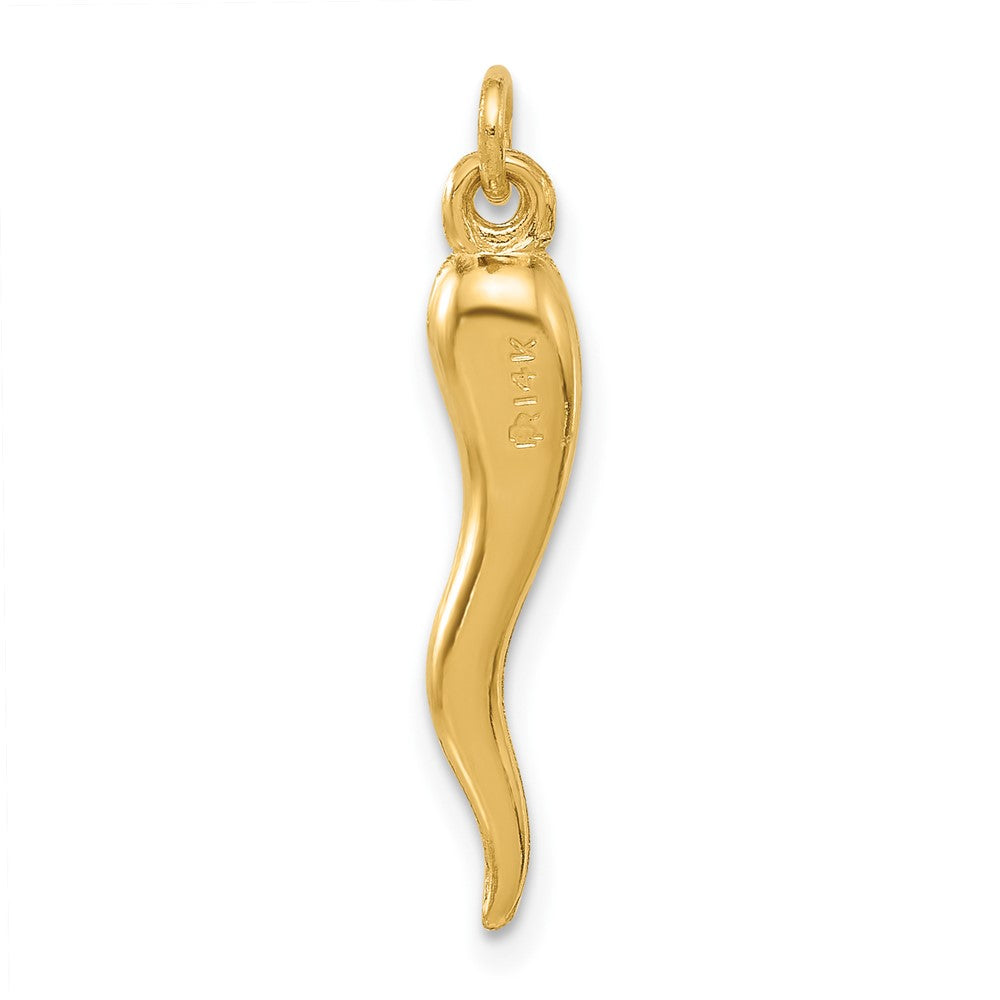 14K Yellow Gold Polished Hollow Italian Horn Pendant