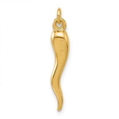 14K Yellow Gold Polished Hollow Italian Horn Pendant