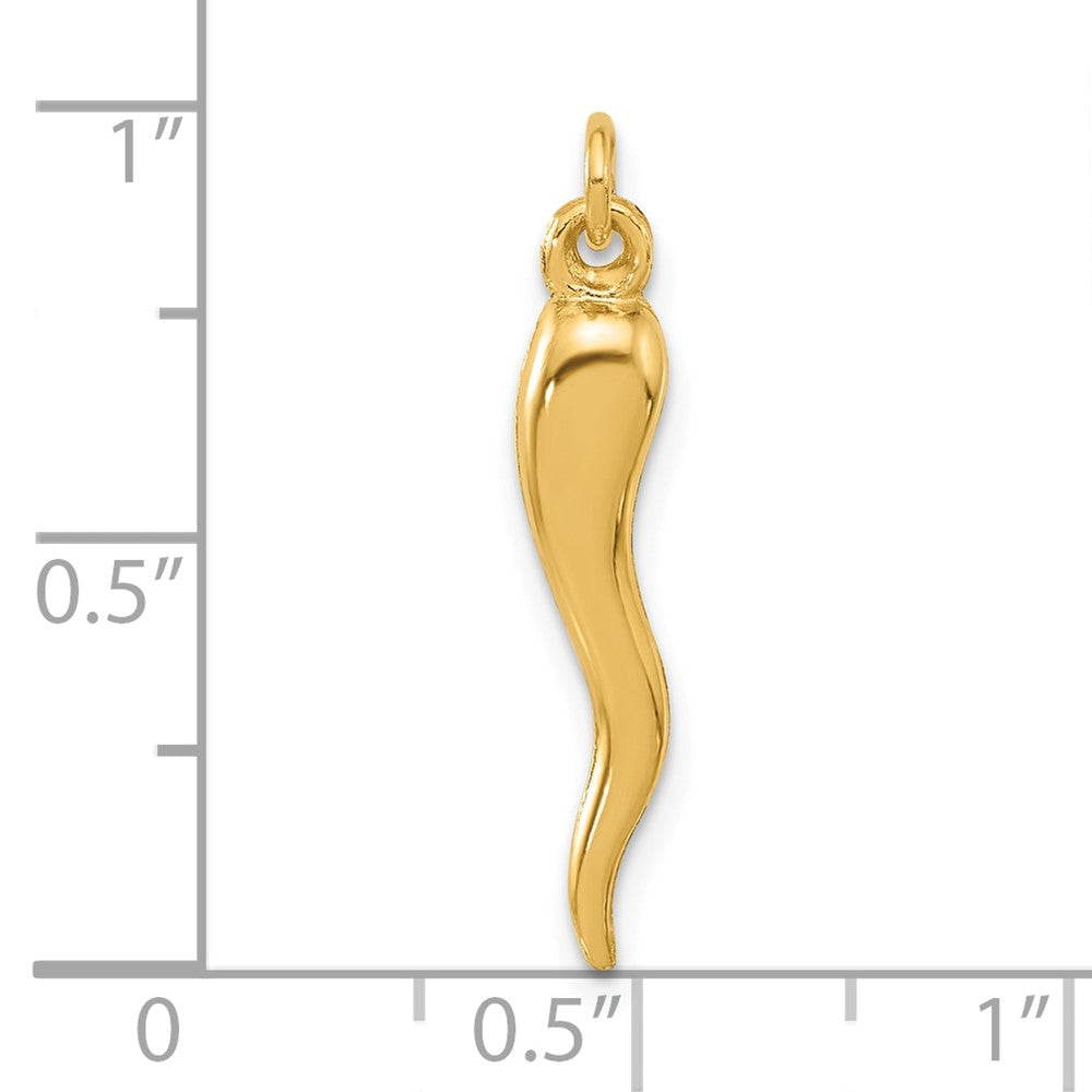 14K Yellow Gold Polished Hollow Italian Horn Pendant