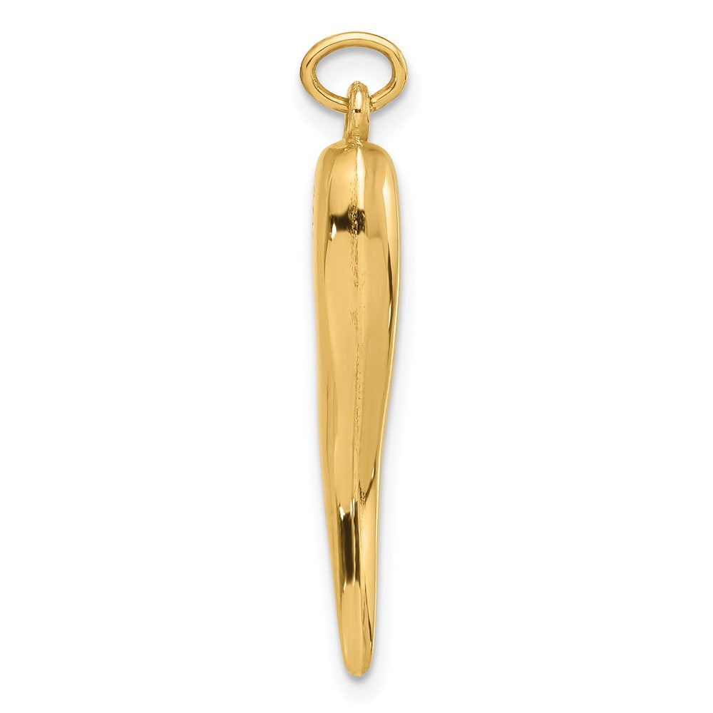 14K Yellow Gold Polished Hollow Italian Horn Pendant
