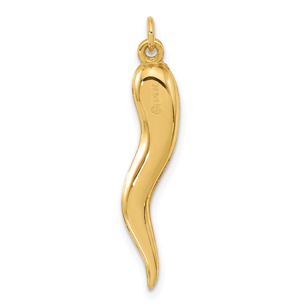 14K Yellow Gold Polished Hollow Italian Horn Pendant