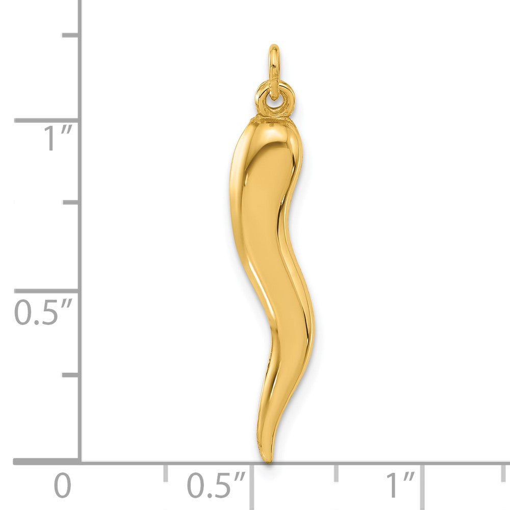 14K Yellow Gold Polished Hollow Italian Horn Pendant