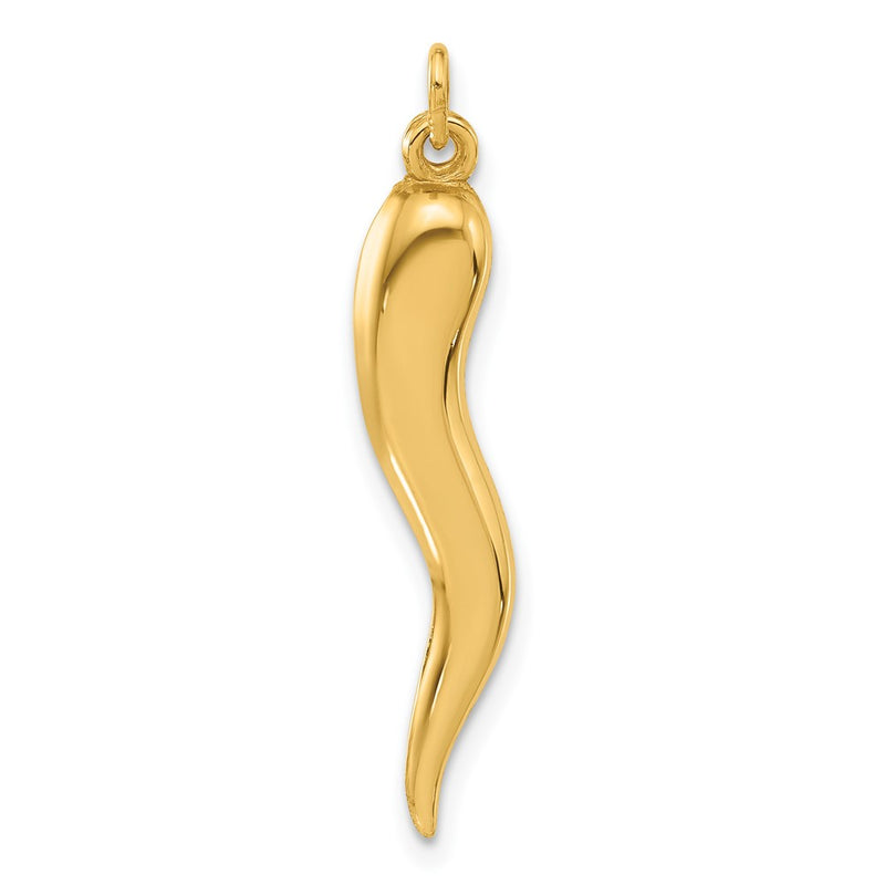 14K Yellow Gold Polished Hollow Italian Horn Pendant