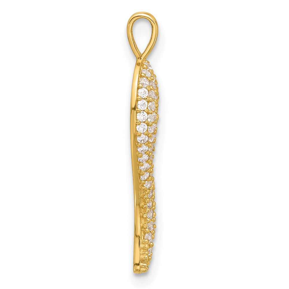 14K Yellow Gold Polished CZ Large Italian Horn Pendant