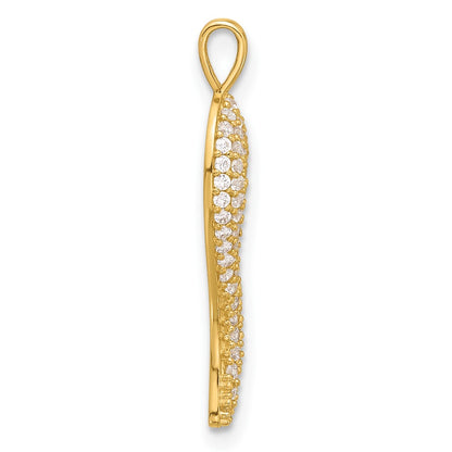 14K Yellow Gold Polished CZ Large Italian Horn Pendant