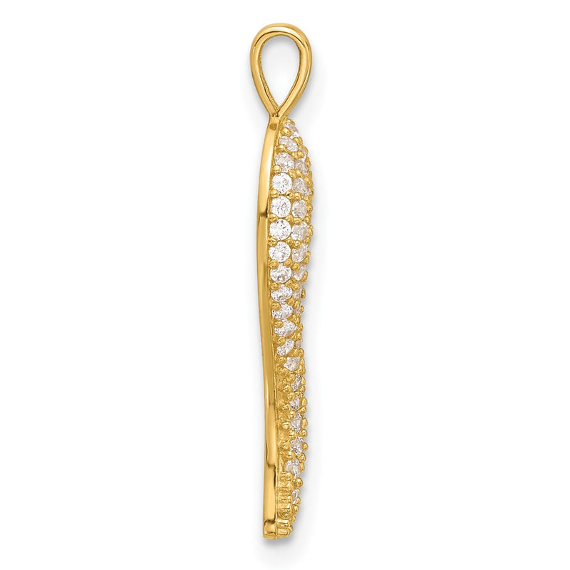 14K Yellow Gold Polished CZ Large Italian Horn Pendant