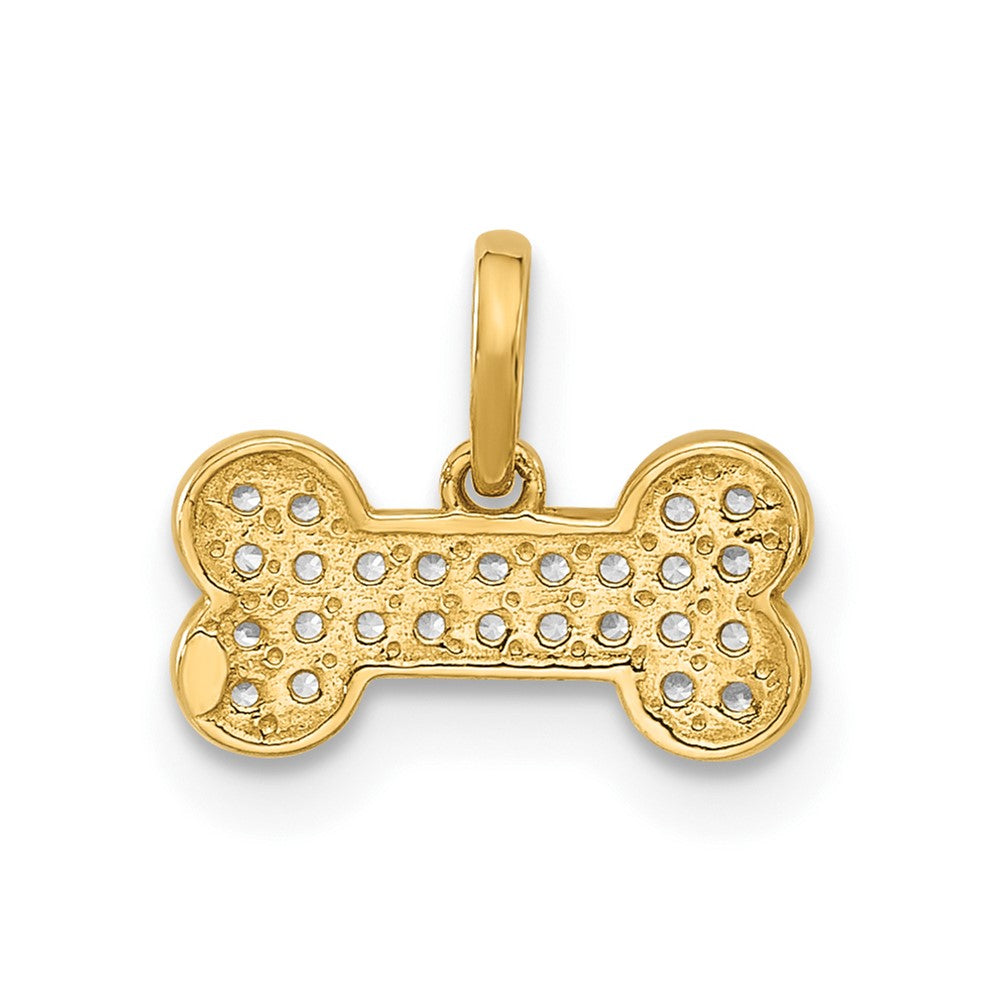 14K Yellow Gold Polished CZ Dog Bone Pendant