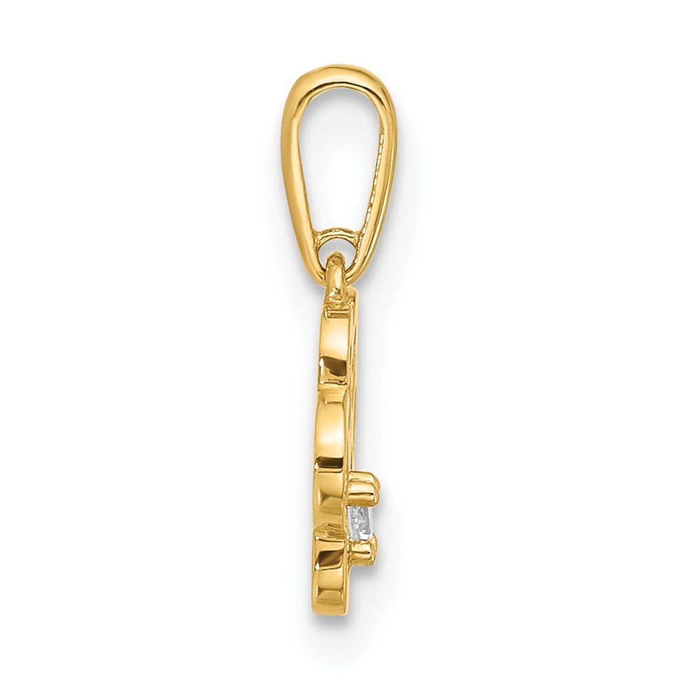 14K Yellow Gold Polished CZ Paw Print Pendant