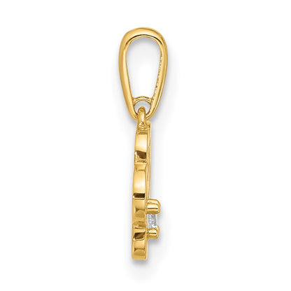 14K Yellow Gold Polished CZ Paw Print Pendant