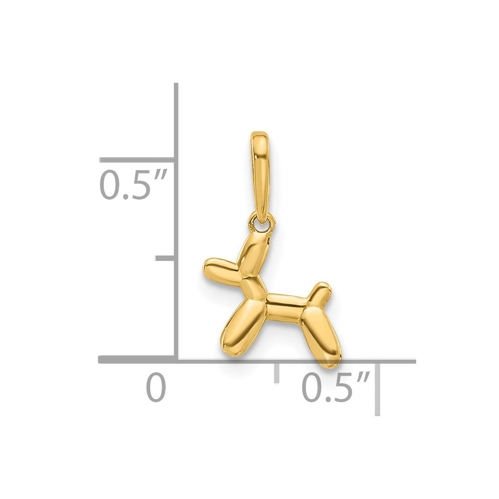 14K Yellow Gold Polished 3D Balloon Puppy Pendant Charm
