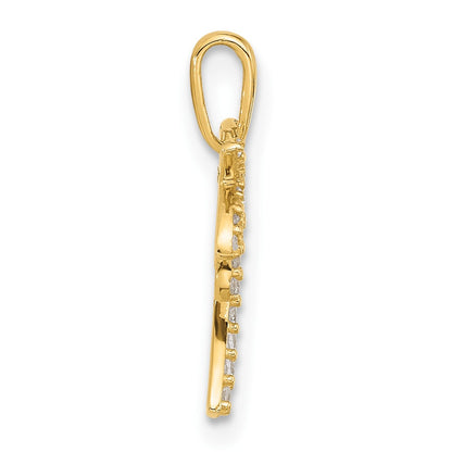 14K Yellow Gold Polished CZ Palm Tree Pendant
