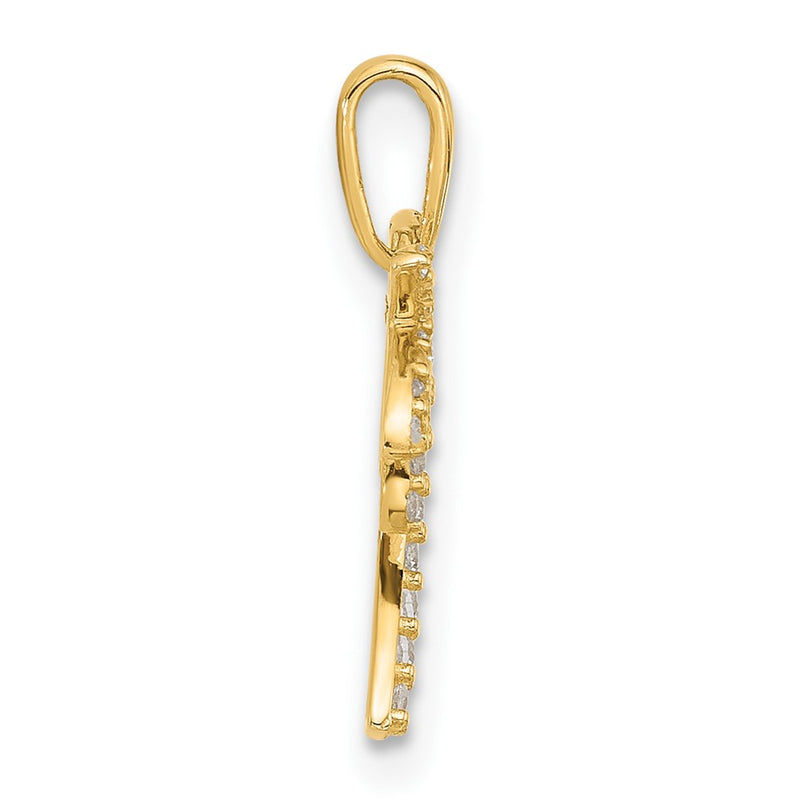 14K Yellow Gold Polished CZ Palm Tree Pendant
