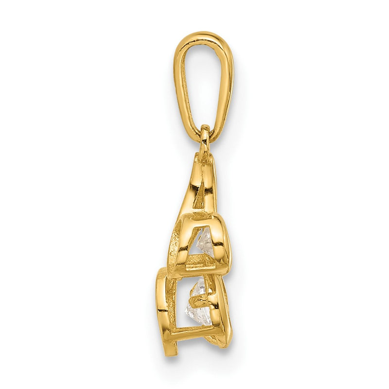 14K Yellow Gold Polished CZ Music Note Pendant