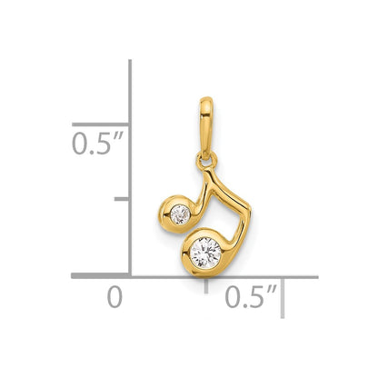 14K Yellow Gold Polished CZ Music Note Pendant