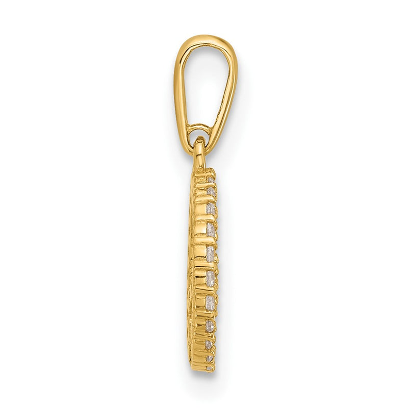 14K Yellow Gold Polished CZ Peace Sign Pendant