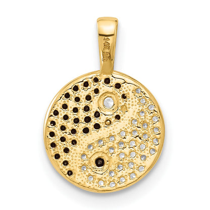 14K Yellow & Rhodium with Rhodium Black and Clear CZ Yin and Yang Pendant