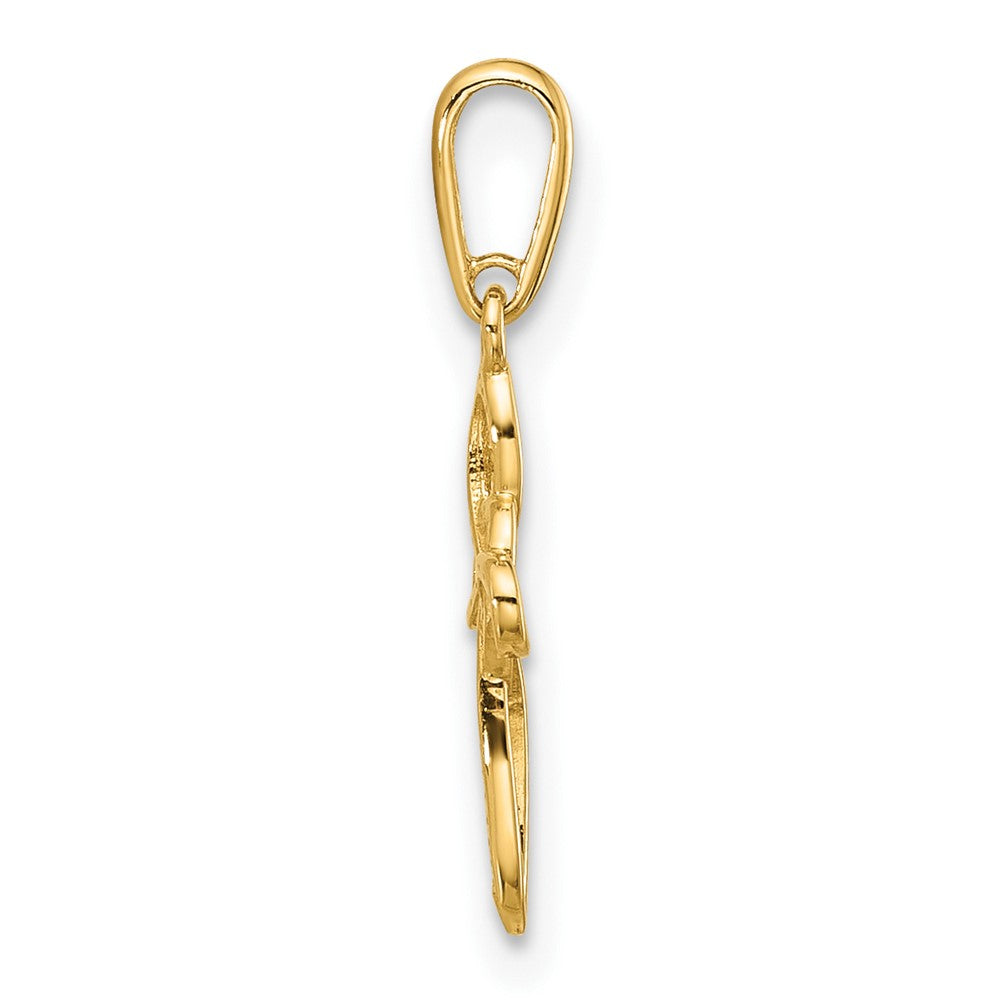 14K Yellow Gold Polished Heart Celtic Cross Pendant