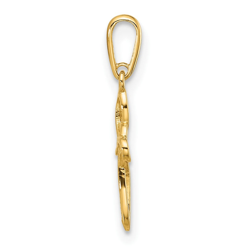 14K Yellow Gold Polished Heart Celtic Cross Pendant