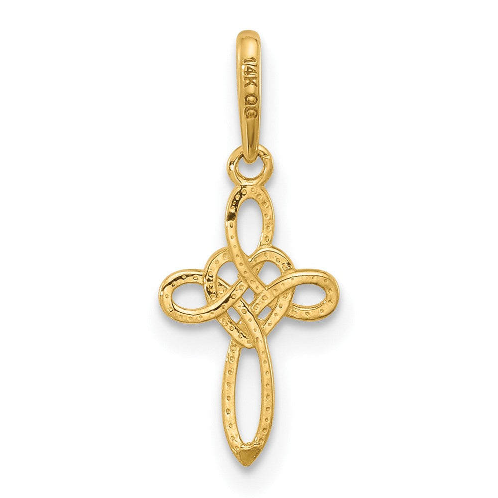 14K Yellow Gold Polished Heart Celtic Cross Pendant