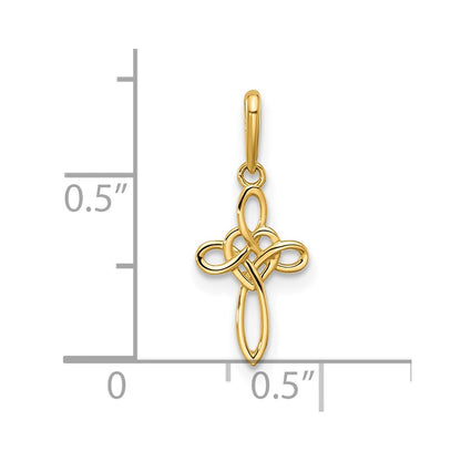 14K Yellow Gold Polished Heart Celtic Cross Pendant