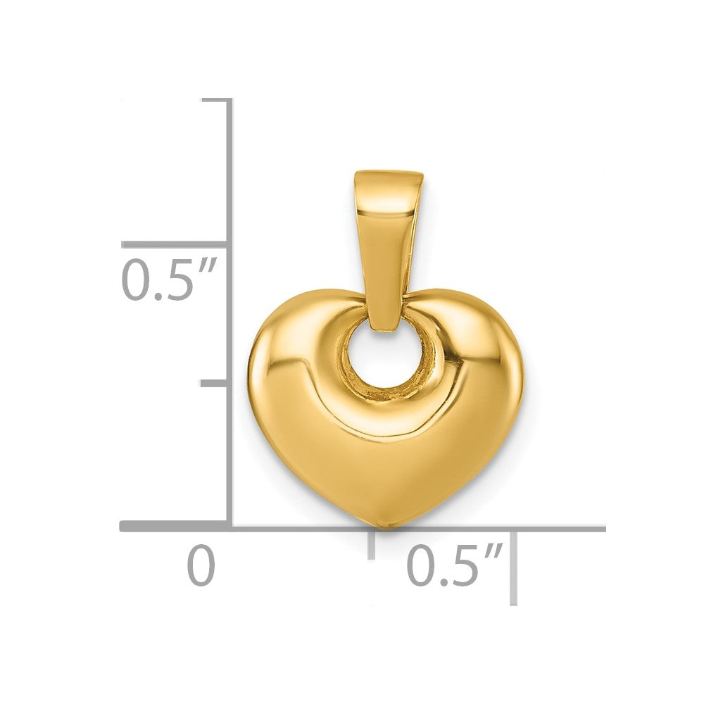 14K Yellow Gold Polished Puffed Heart Pendant