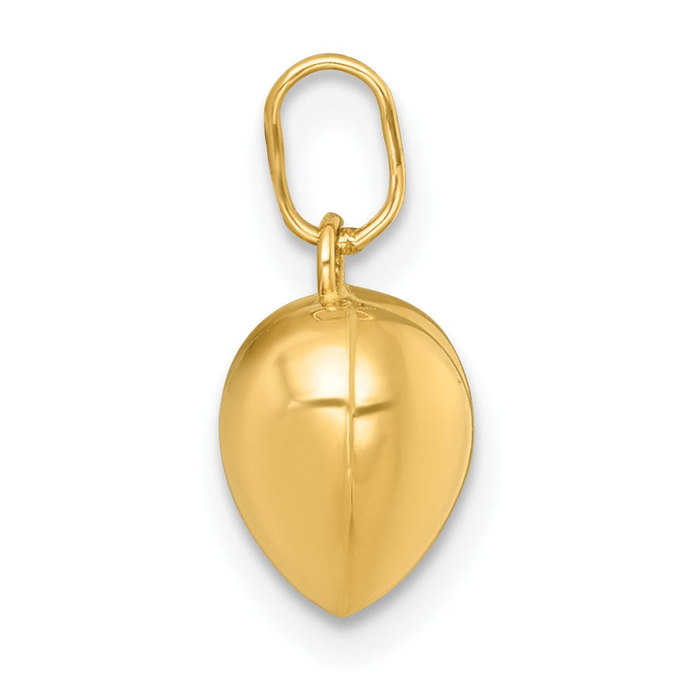14K Yellow Gold Polished 3D Heart Charm Pendant